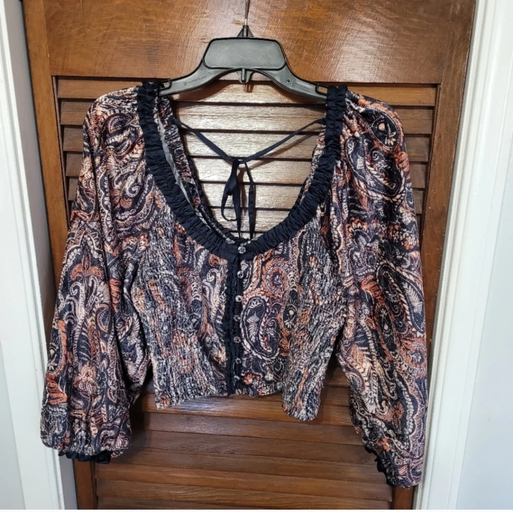 NWT Free People Velvet Blouse NWT sz L